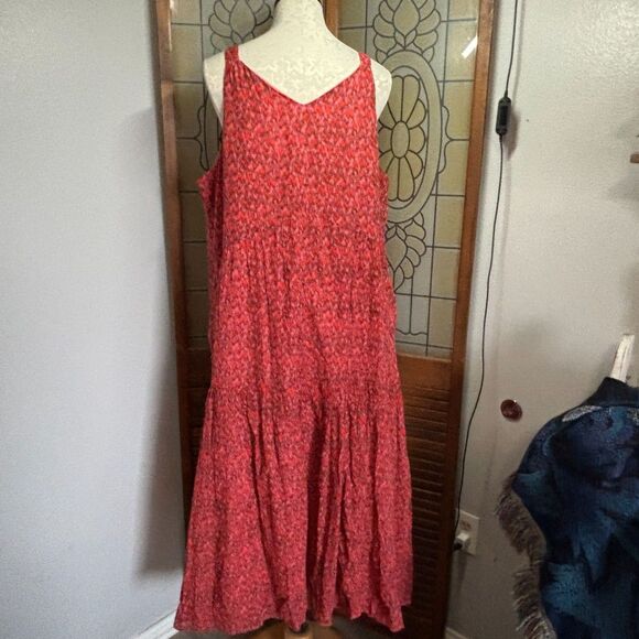 Joie Tea Rose Tiered Maxi Dress Sundress Pink Floral Sleeveless Boho Size XXL - Picture 4 of 13